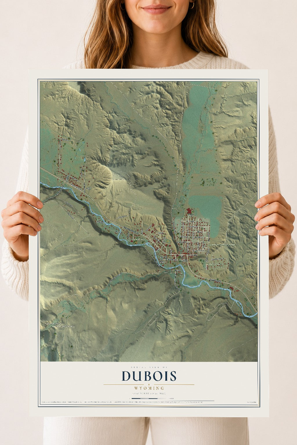 Map of Dubois, Wyoming, 18 x 24 inch unframed archival matte print