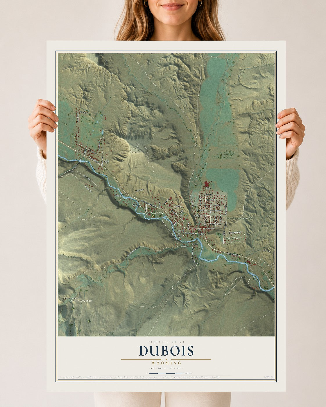 Map of Dubois, Wyoming, 24 x 36 inch unframed archival matte print
