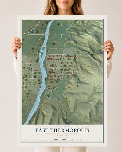 Map of East Thermopolis, Wyoming, 24 x 36 inch unframed archival matte print