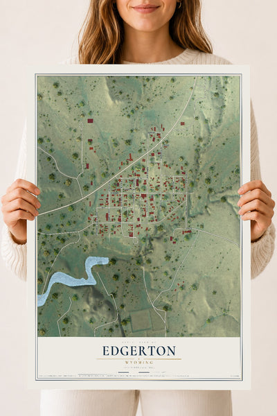 Map of Edgerton, Wyoming, 18 x 24 inch unframed archival matte print
