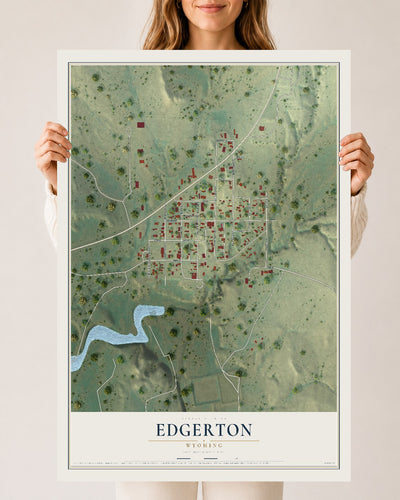Map of Edgerton, Wyoming, 24 x 36 inch unframed archival matte print
