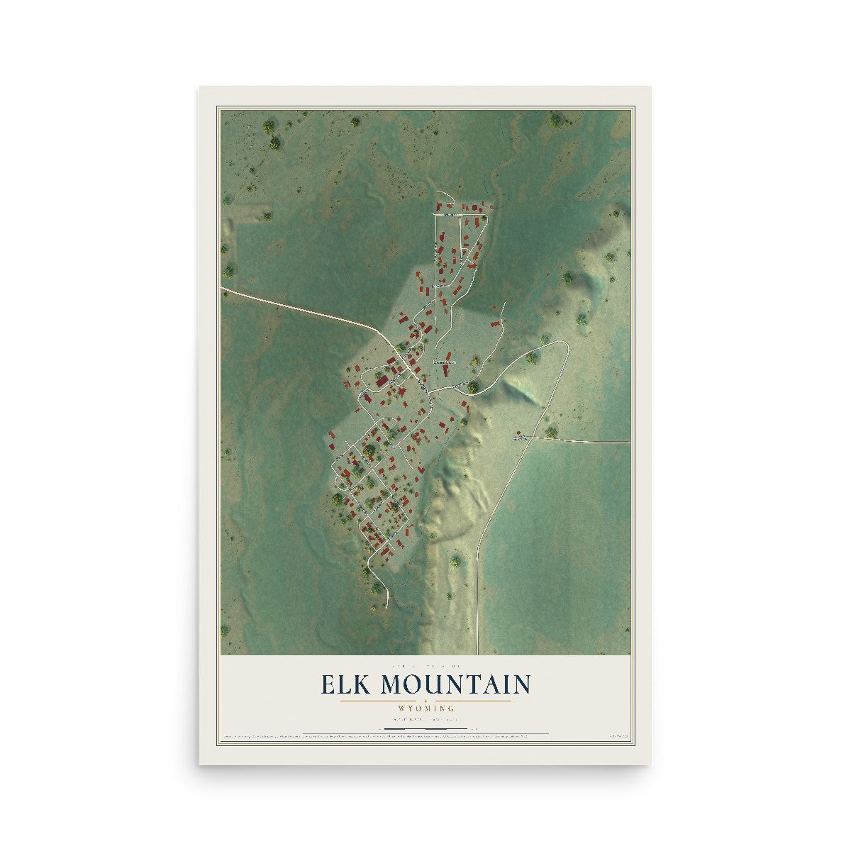 Map of Elk Mountain, Wyoming, 12 x 18 inch unframed archival matte print