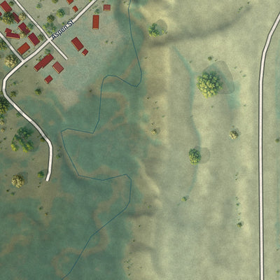 Second close-up of the map of Elk Mountain, Wyoming print showing more streets and buildings