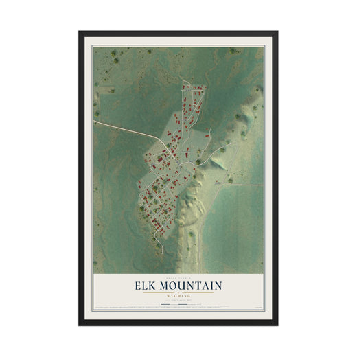 Map of Elk Mountain, Wyoming, 12 x 18 inch print in a black wood frame