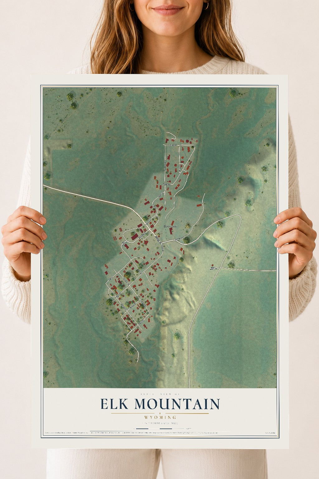 Map of Elk Mountain, Wyoming, 18 x 24 inch unframed archival matte print