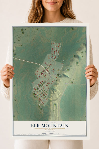 Map of Elk Mountain, Wyoming, 18 x 24 inch unframed archival matte print