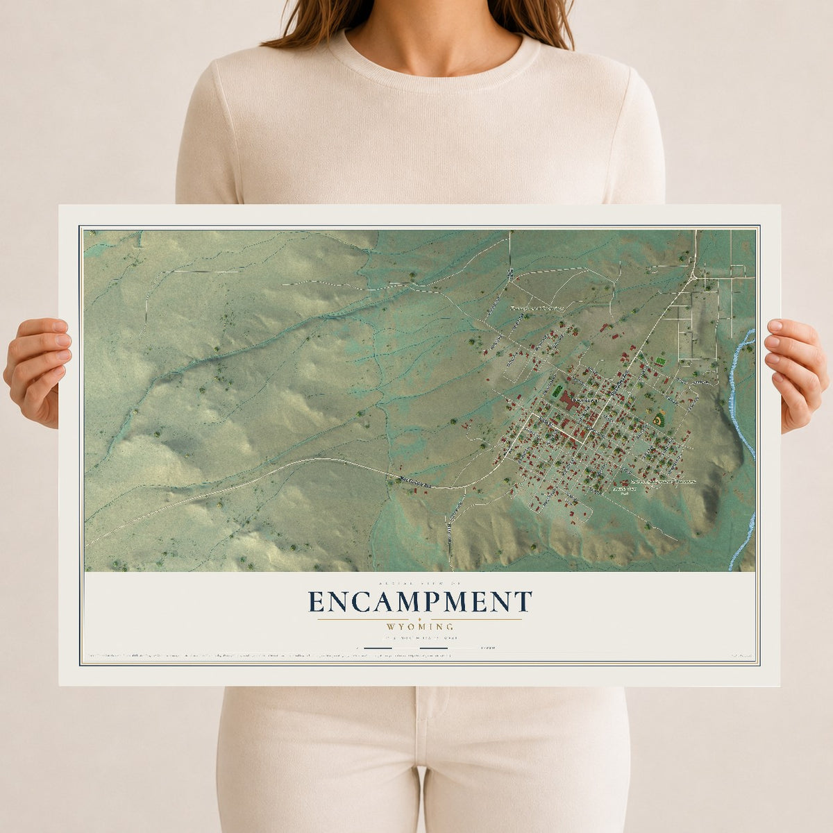 Map of Encampment, Wyoming, 12 x 18 inch unframed archival matte print