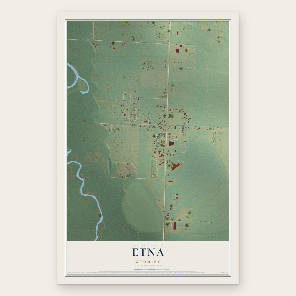 Etna, Wyoming map print, the full design