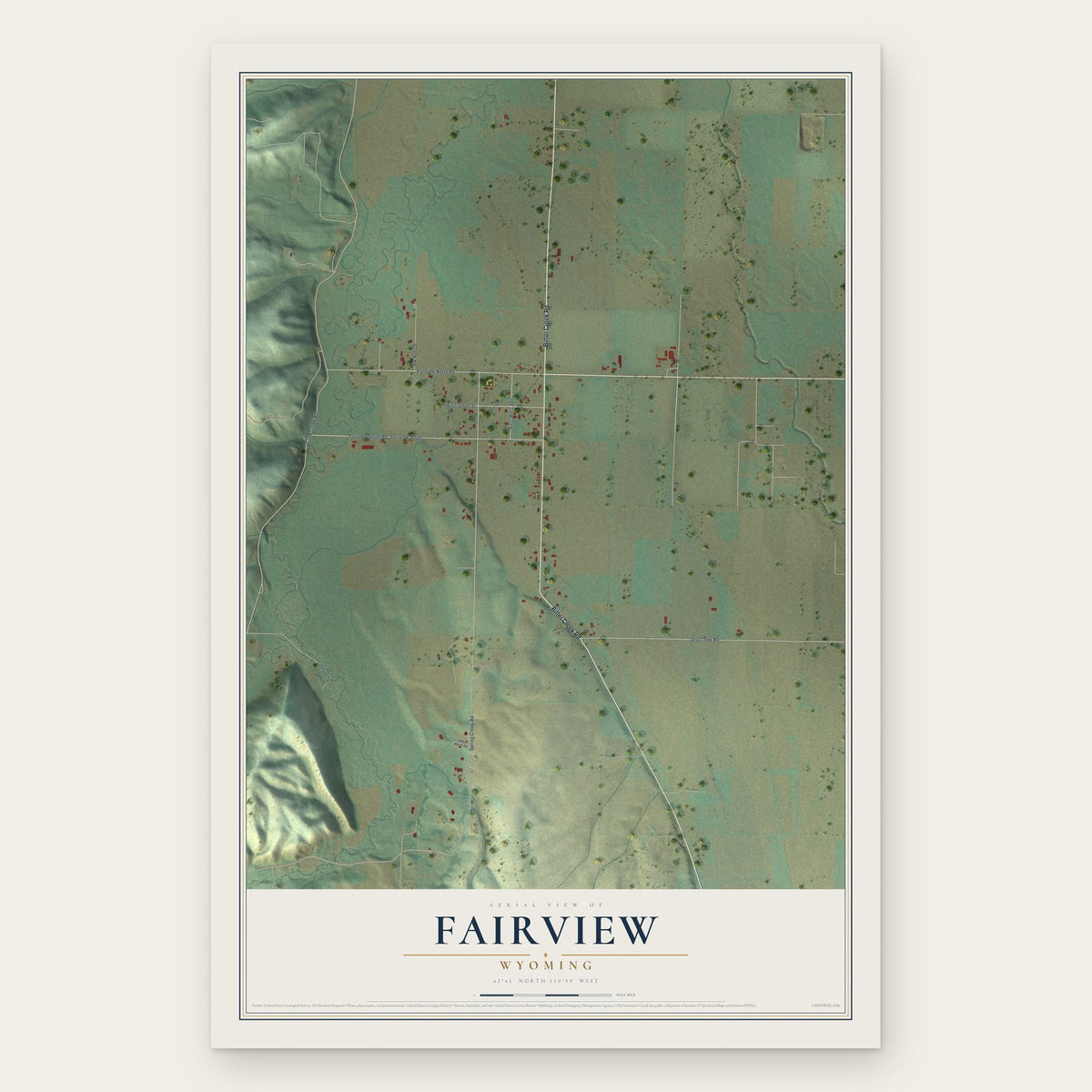 Fairview, Wyoming map print, the full design