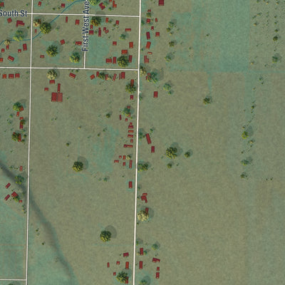 Close-up of the map of Fairview, Wyoming print showing street and building detail