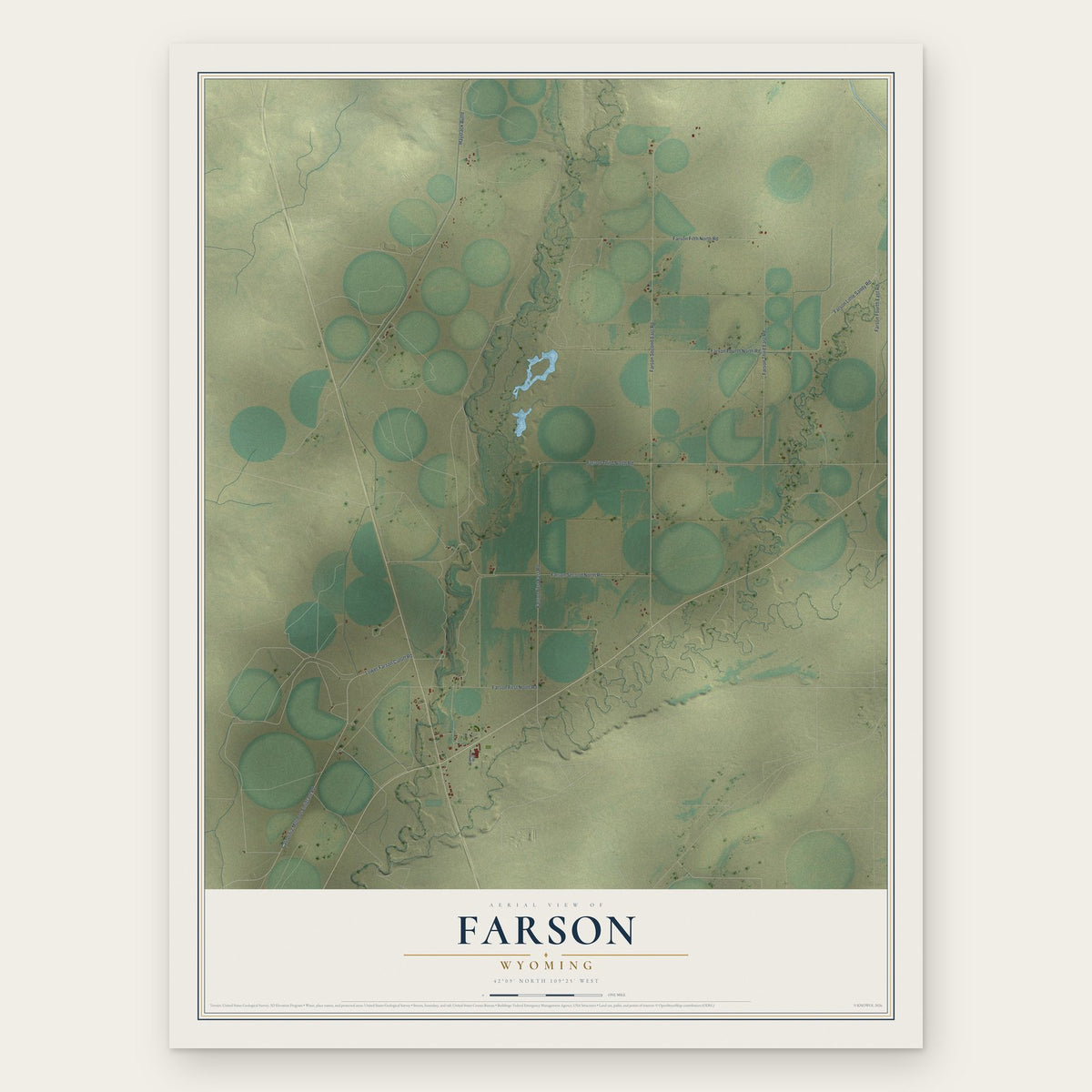 Farson, Wyoming map print, the full design