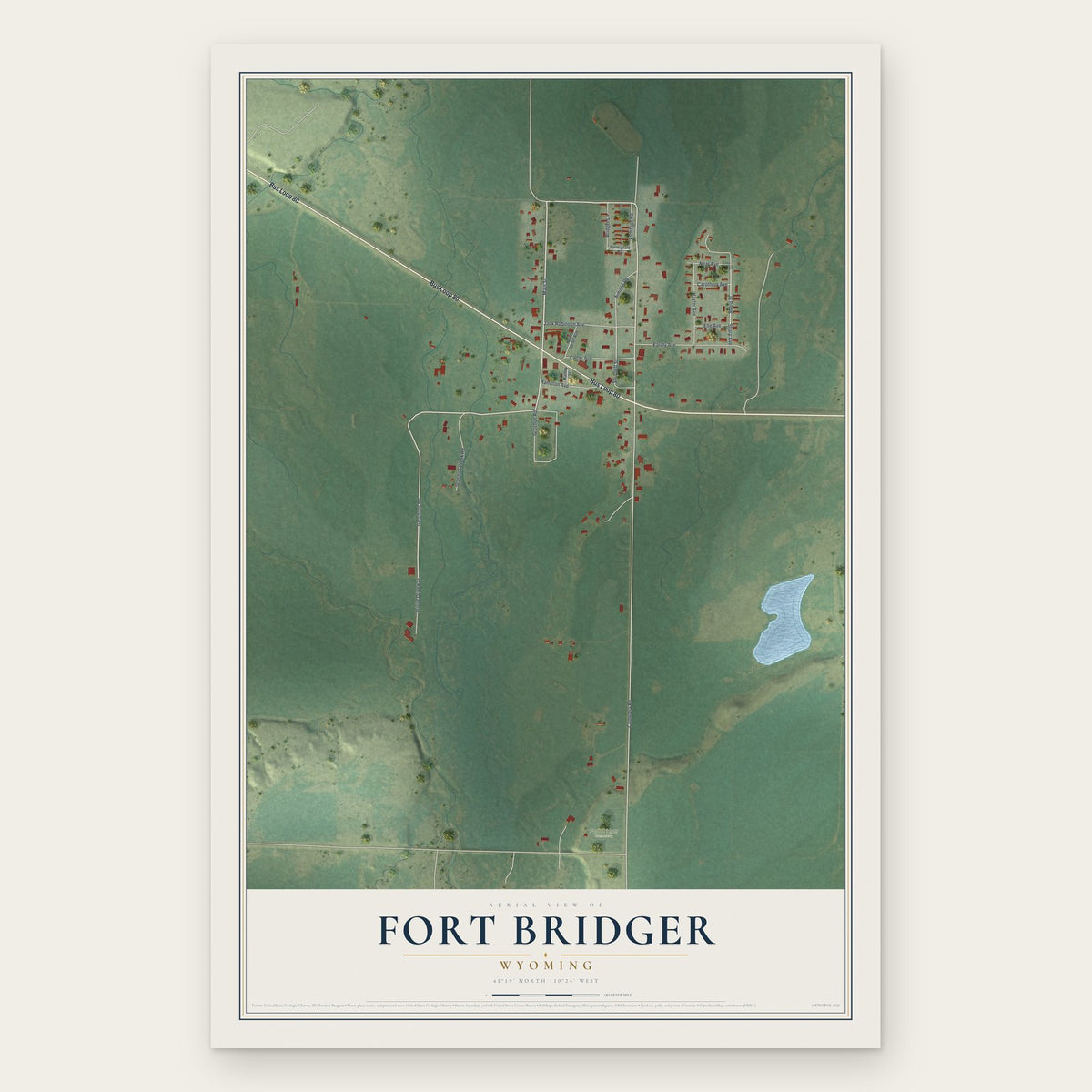 Fort Bridger, Wyoming map print, the full design