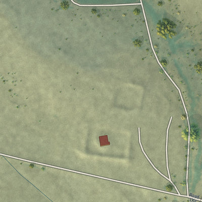 Second close-up of the map of Frannie, Wyoming print showing more streets and buildings