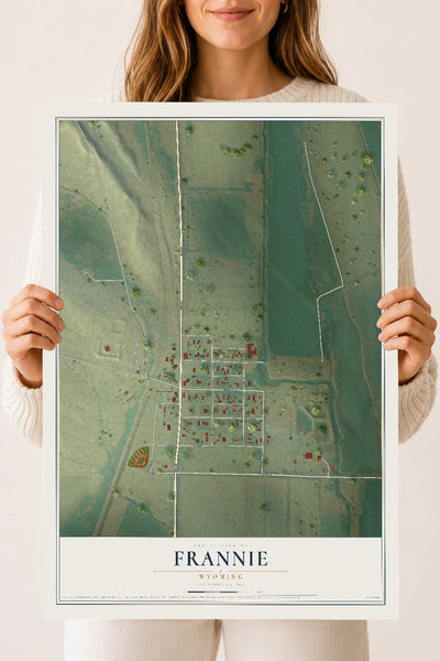 Map of Frannie, Wyoming, 18 x 24 inch unframed archival matte print