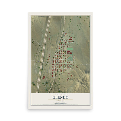 Map of Glendo, Wyoming, 12 x 18 inch unframed archival matte print