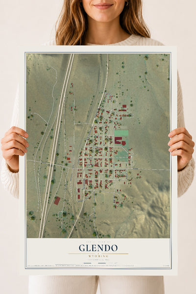 Map of Glendo, Wyoming, 18 x 24 inch unframed archival matte print