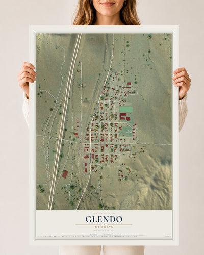 Map of Glendo, Wyoming, 24 x 36 inch unframed archival matte print