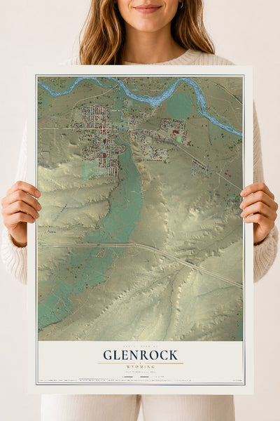 Map of Glenrock, Wyoming, 18 x 24 inch unframed archival matte print