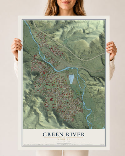 Map of Green River, Wyoming, 24 x 36 inch unframed archival matte print
