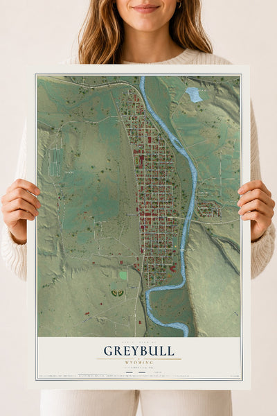Map of Greybull, Wyoming, 18 x 24 inch unframed archival matte print