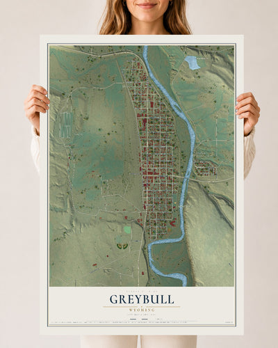Map of Greybull, Wyoming, 24 x 36 inch unframed archival matte print