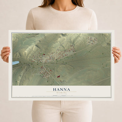 Map of Hanna, Wyoming, 12 x 18 inch unframed archival matte print