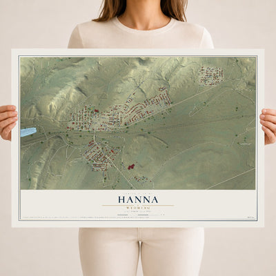 Map of Hanna, Wyoming, 18 x 24 inch unframed archival matte print