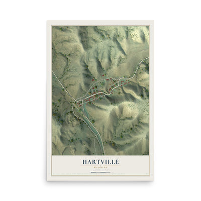 Map of Hartville, Wyoming, 12 x 18 inch unframed archival matte print