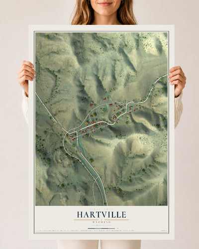 Map of Hartville, Wyoming, 24 x 36 inch unframed archival matte print