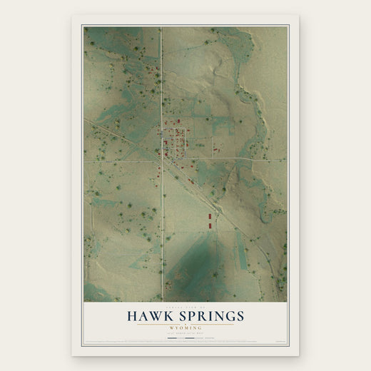 Hawk Springs, Wyoming map print, the full design