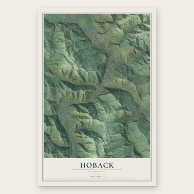 Hoback, Wyoming map print, the full design
