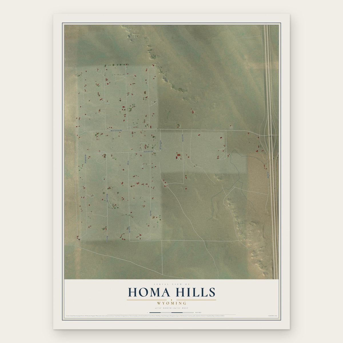 Homa Hills, Wyoming map print, the full design