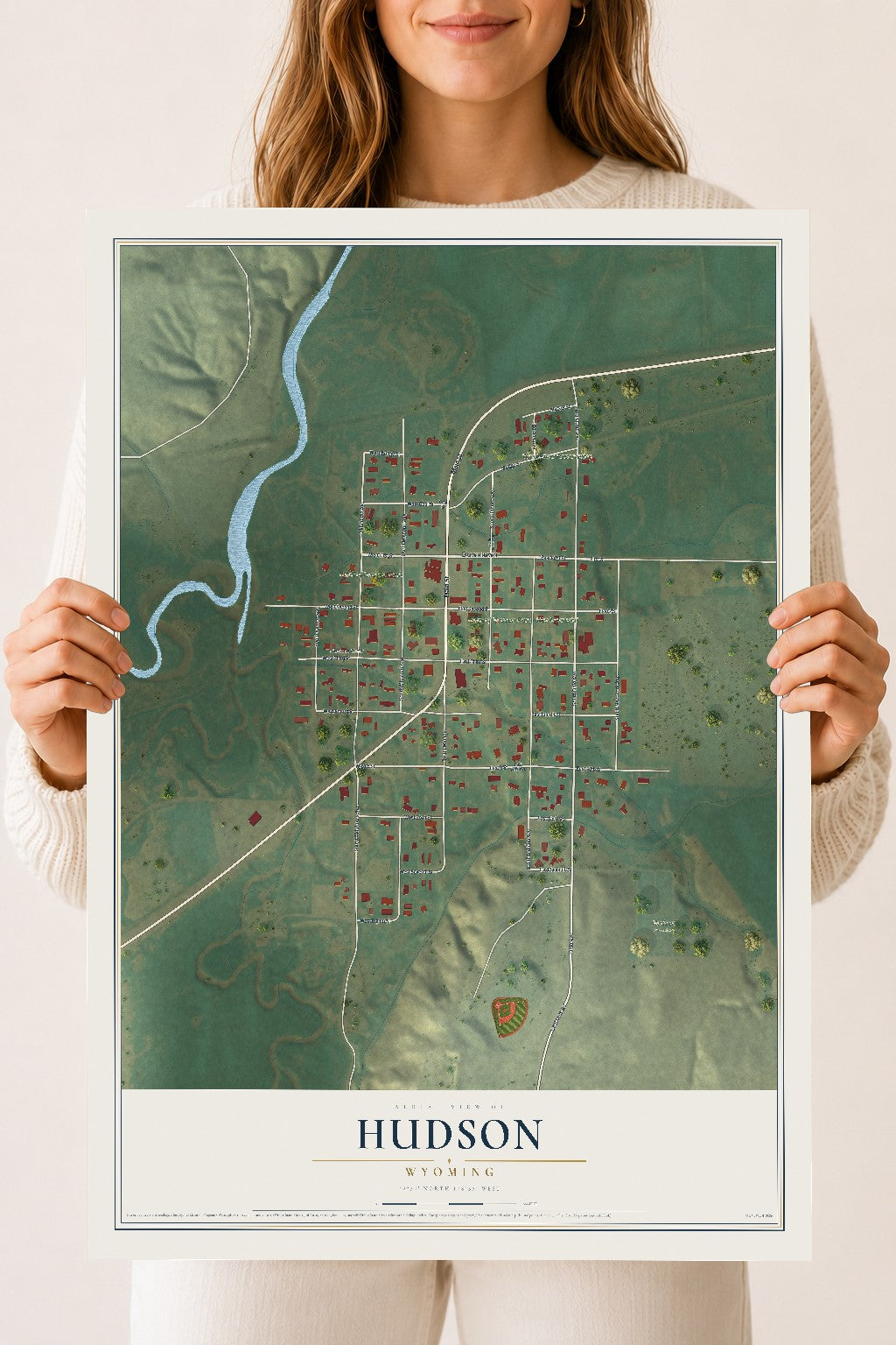 Map of Hudson, Wyoming, 18 x 24 inch unframed archival matte print