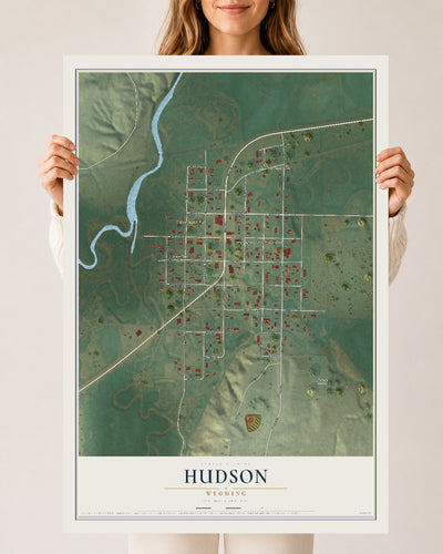 Map of Hudson, Wyoming, 24 x 36 inch unframed archival matte print