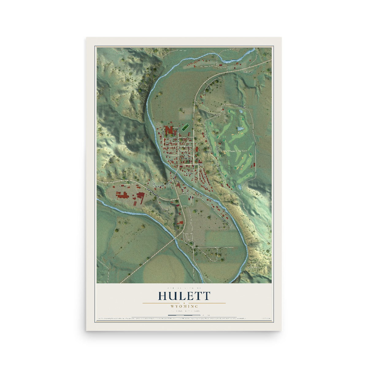 Map of Hulett, Wyoming, 12 x 18 inch unframed archival matte print