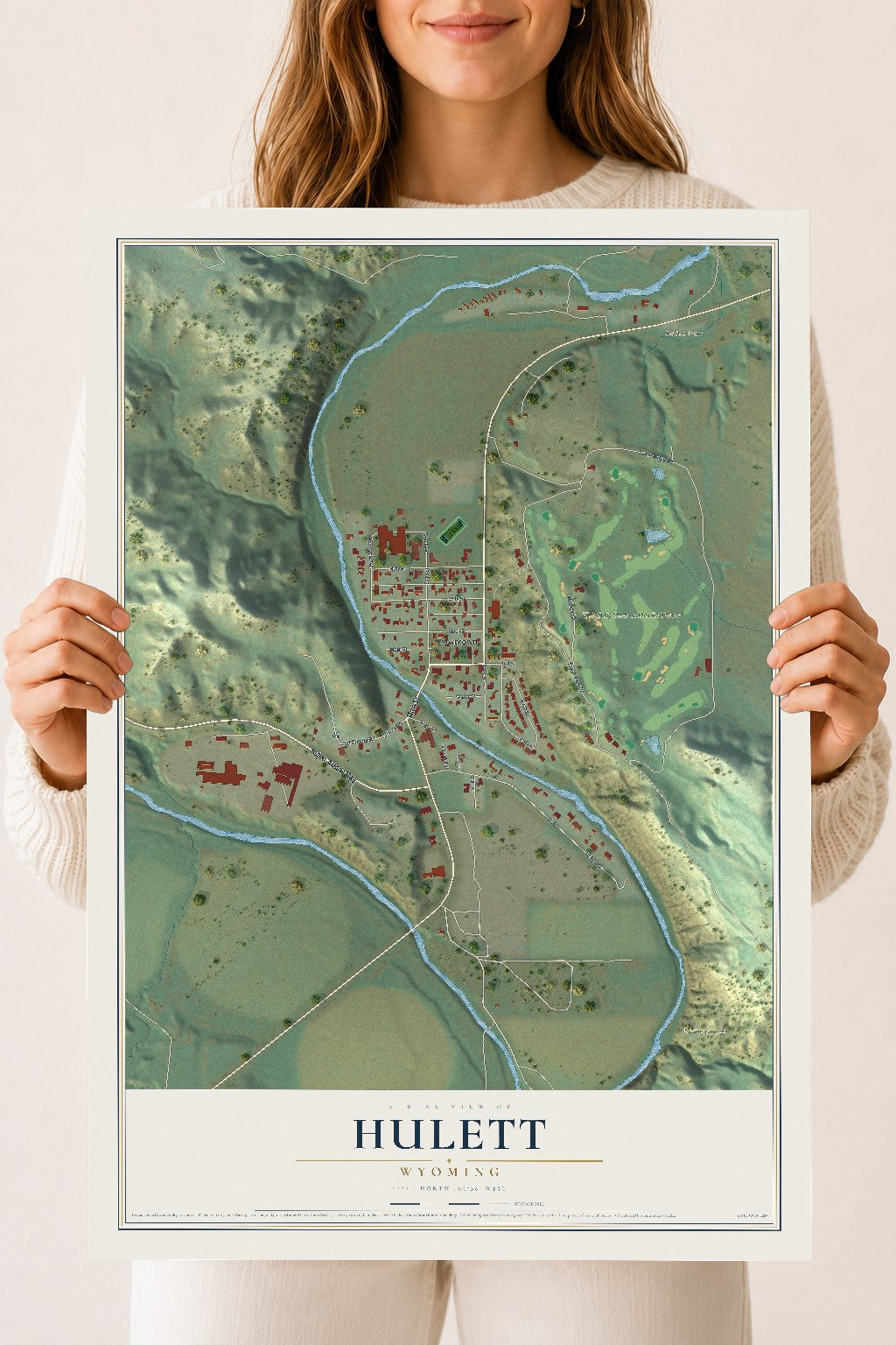 Map of Hulett, Wyoming, 18 x 24 inch unframed archival matte print