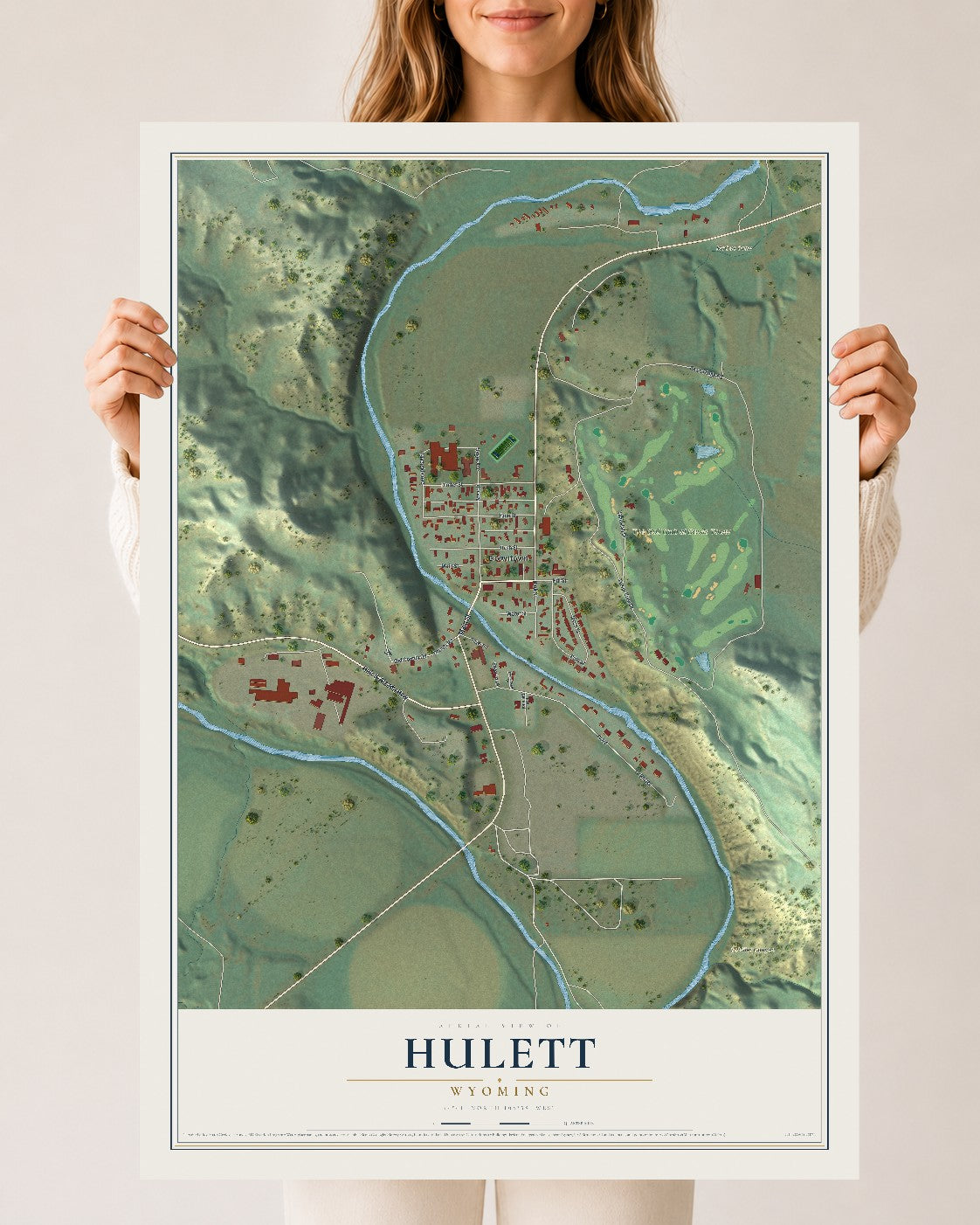 Map of Hulett, Wyoming, 24 x 36 inch unframed archival matte print