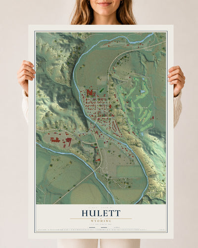 Map of Hulett, Wyoming, 24 x 36 inch unframed archival matte print