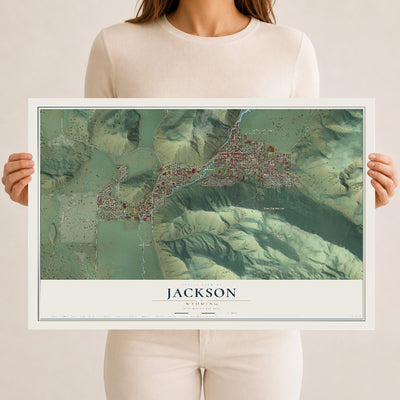 Map of Jackson, Wyoming, 12 x 18 inch unframed archival matte print