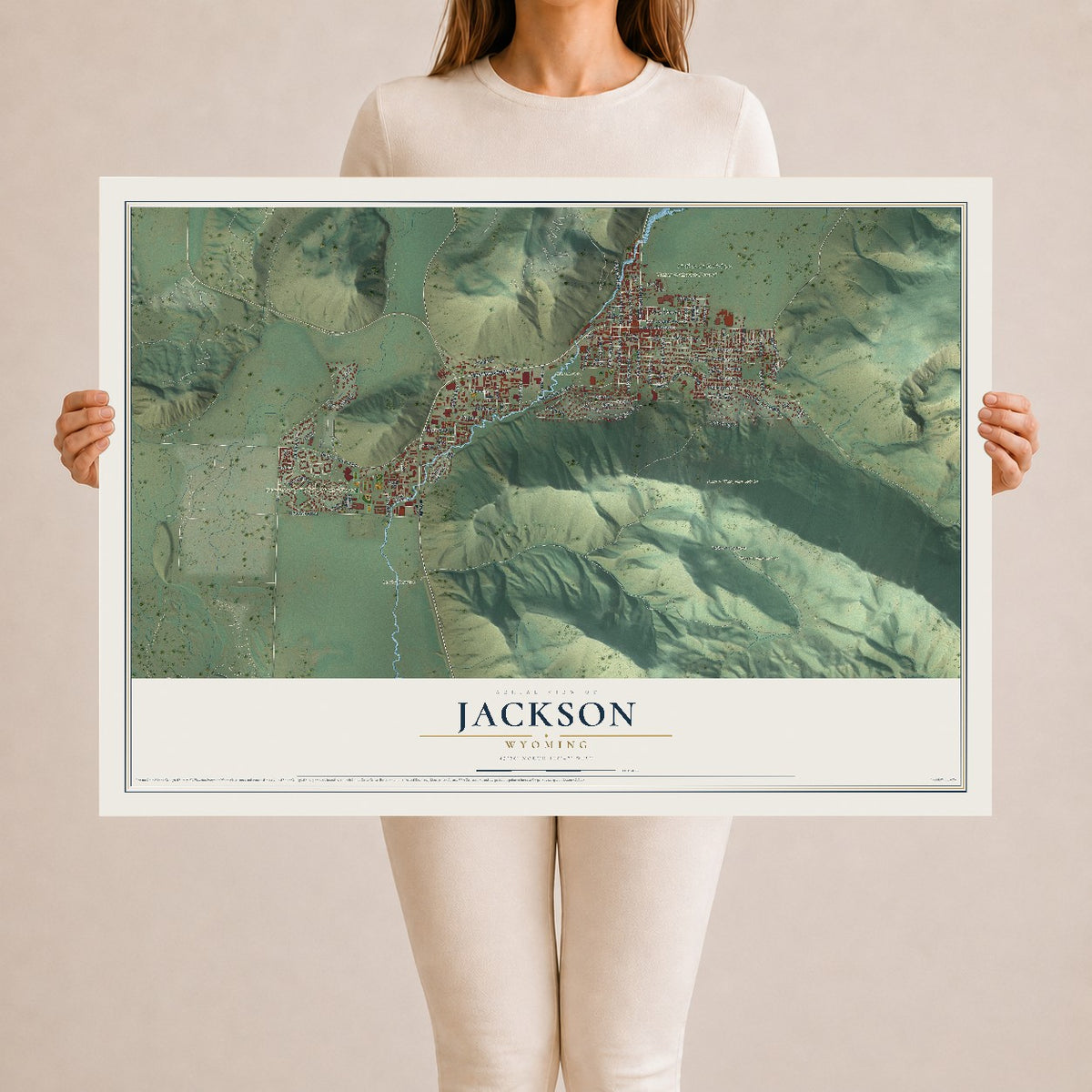 Map of Jackson, Wyoming, 24 x 36 inch unframed archival matte print