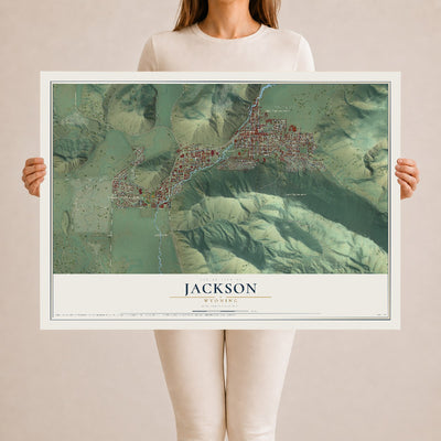 Map of Jackson, Wyoming, 24 x 36 inch unframed archival matte print