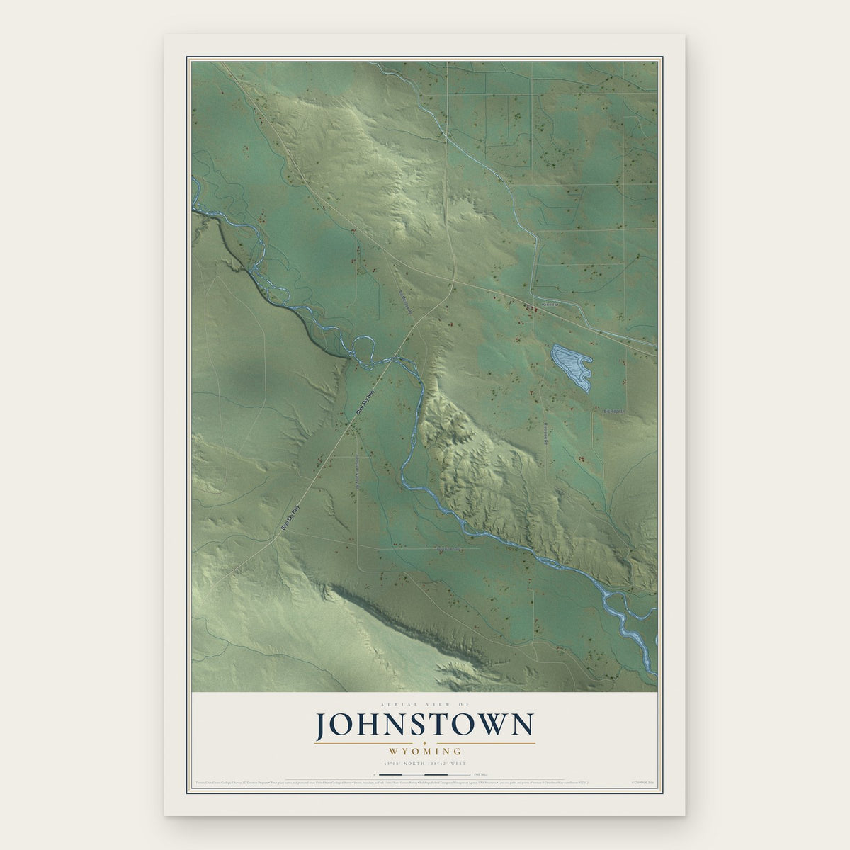 Johnstown, Wyoming map print, the full design