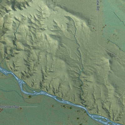 Close-up of the map of Johnstown, Wyoming print showing street and building detail