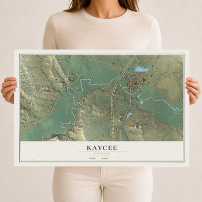 Map of Kaycee, Wyoming, 12 x 18 inch unframed archival matte print