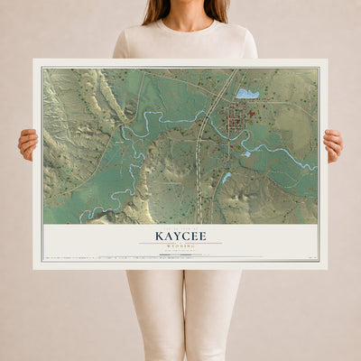 Map of Kaycee, Wyoming, 24 x 36 inch unframed archival matte print