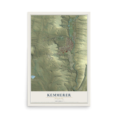 Map of Kemmerer, Wyoming, 12 x 18 inch unframed archival matte print