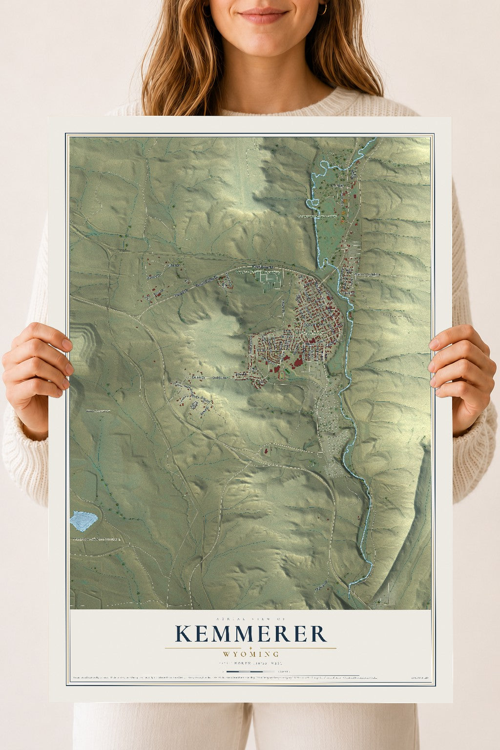 Map of Kemmerer, Wyoming, 18 x 24 inch unframed archival matte print