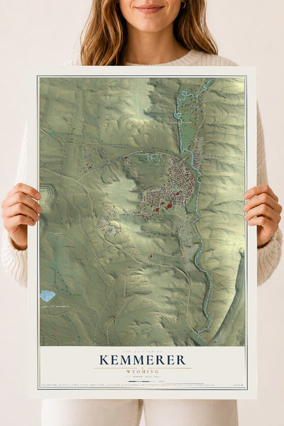 Map of Kemmerer, Wyoming, 18 x 24 inch unframed archival matte print