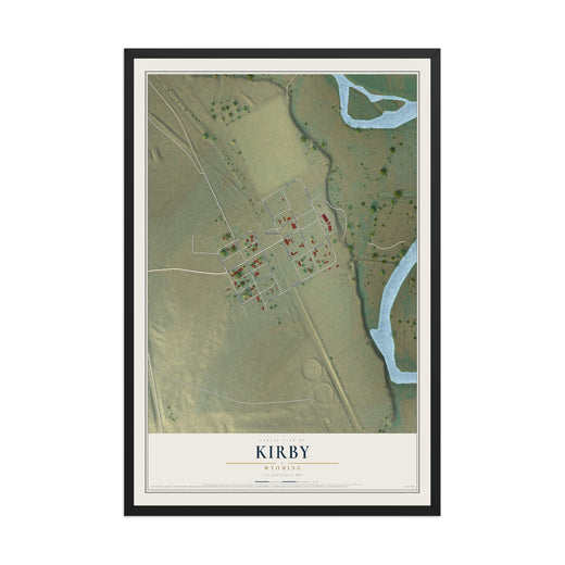 Map of Kirby, Wyoming, 12 x 18 inch print in a black wood frame