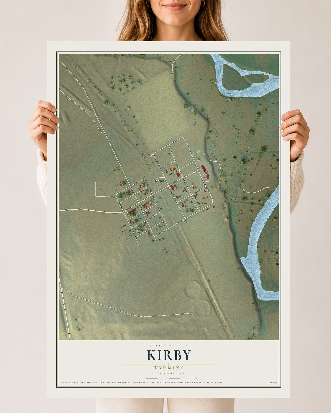 Map of Kirby, Wyoming, 24 x 36 inch unframed archival matte print